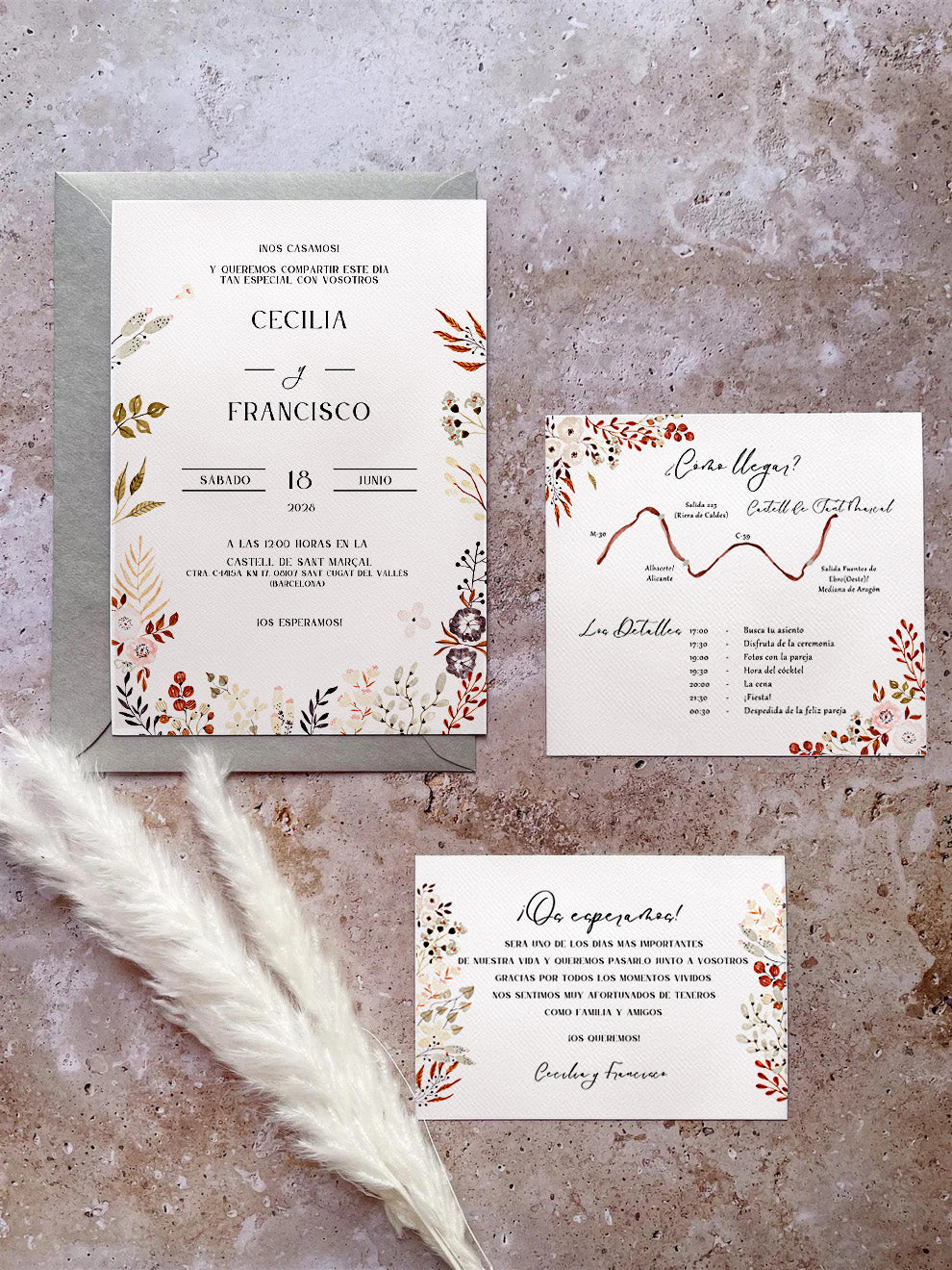 Invitación de Boda Floral Romántica