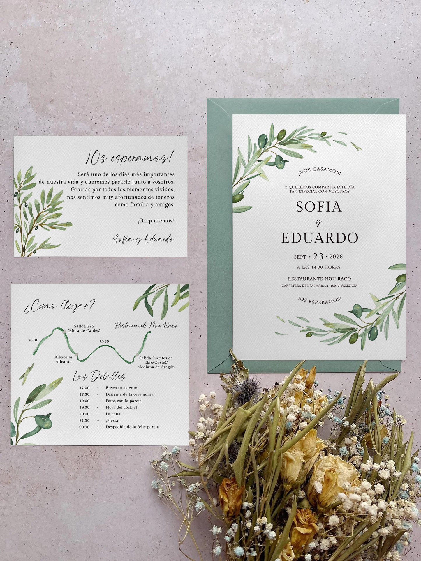 Invitación de Boda Rama de Olivo