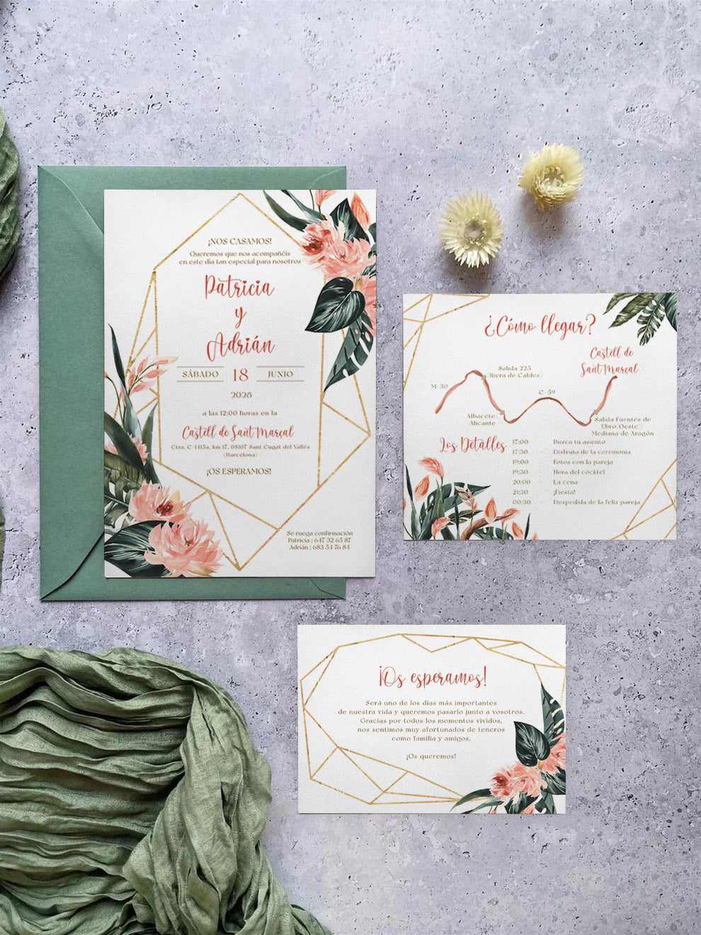 Invitación de Boda Botánica Tropical