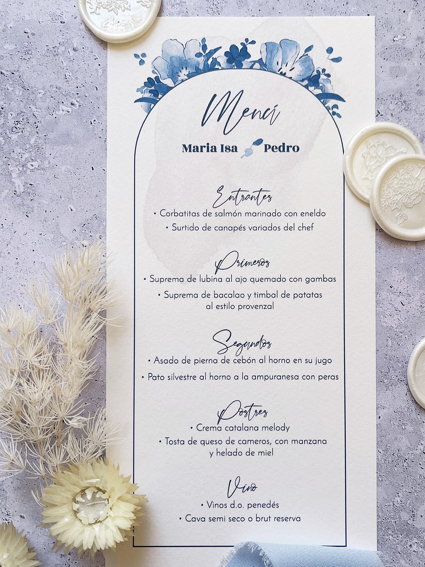 Menú de Boda Azul Flores