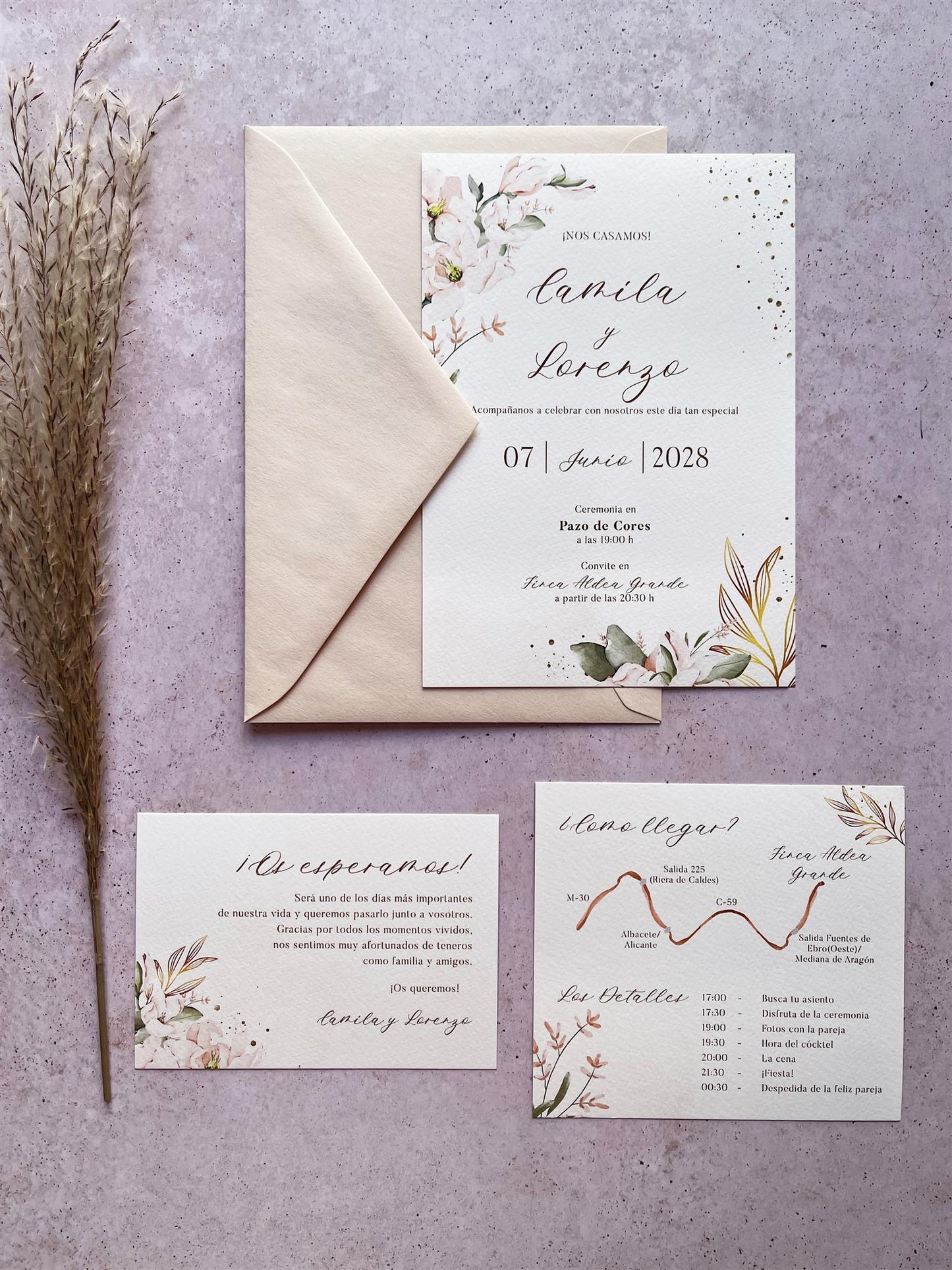 Invitación de Boda Color Melocotón