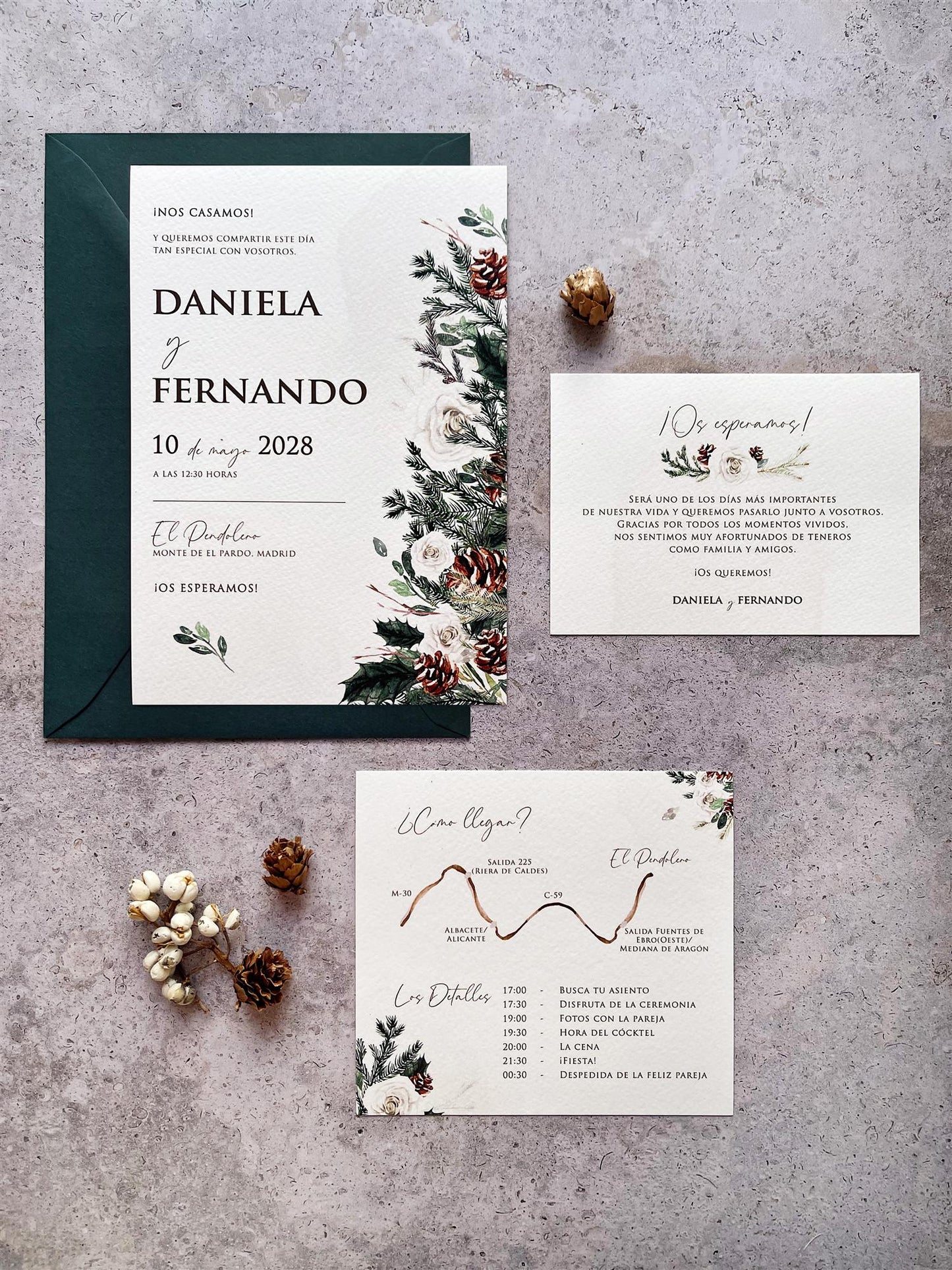 Invitación de Boda Pinos Rosas