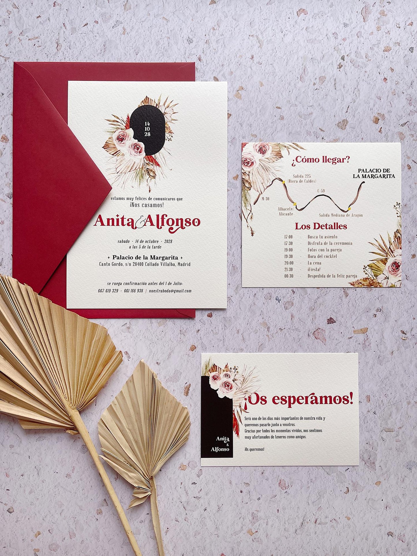 Invitación de Boda Flores Bohemia