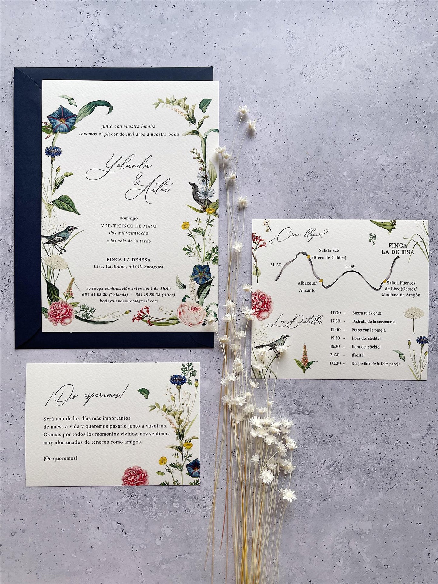 Invitación de Boda Flores Azules