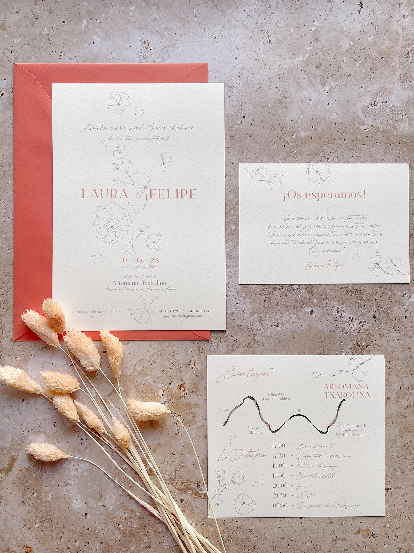 Invitación de Boda Flores Minimalista