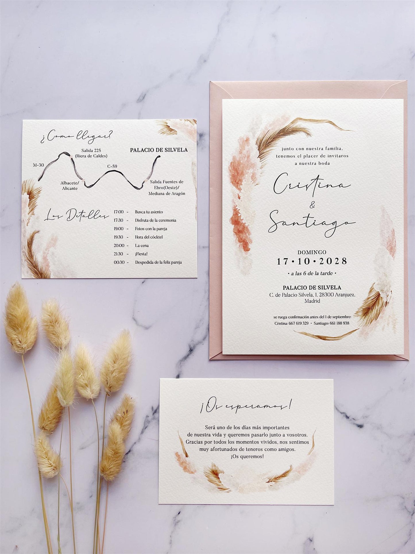 Invitación de Boda Pampas