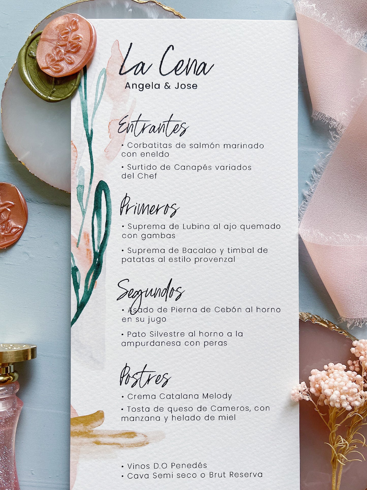 Menú de Boda Colores Vivos