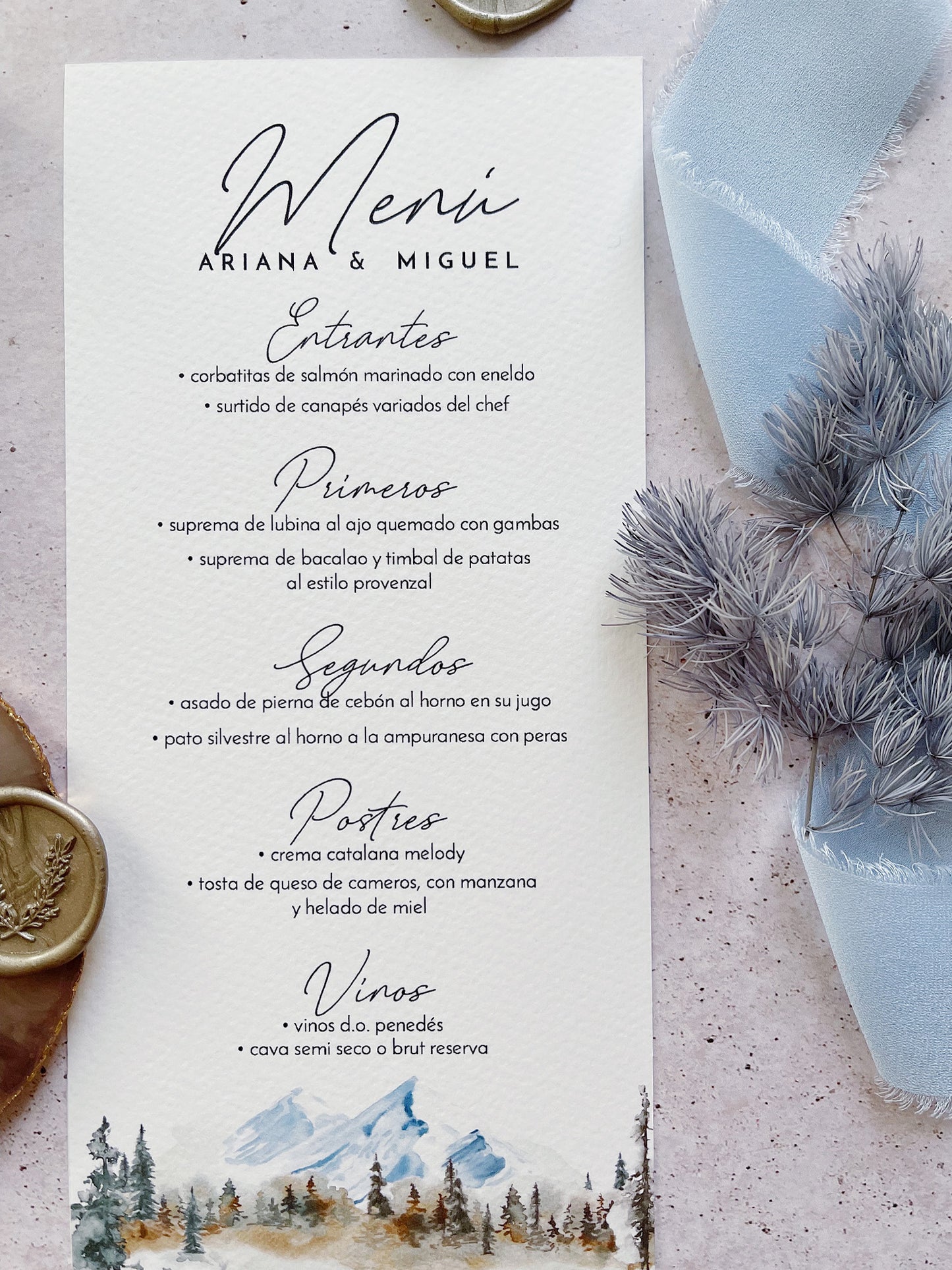 Menú de Boda Montaña Acuarela
