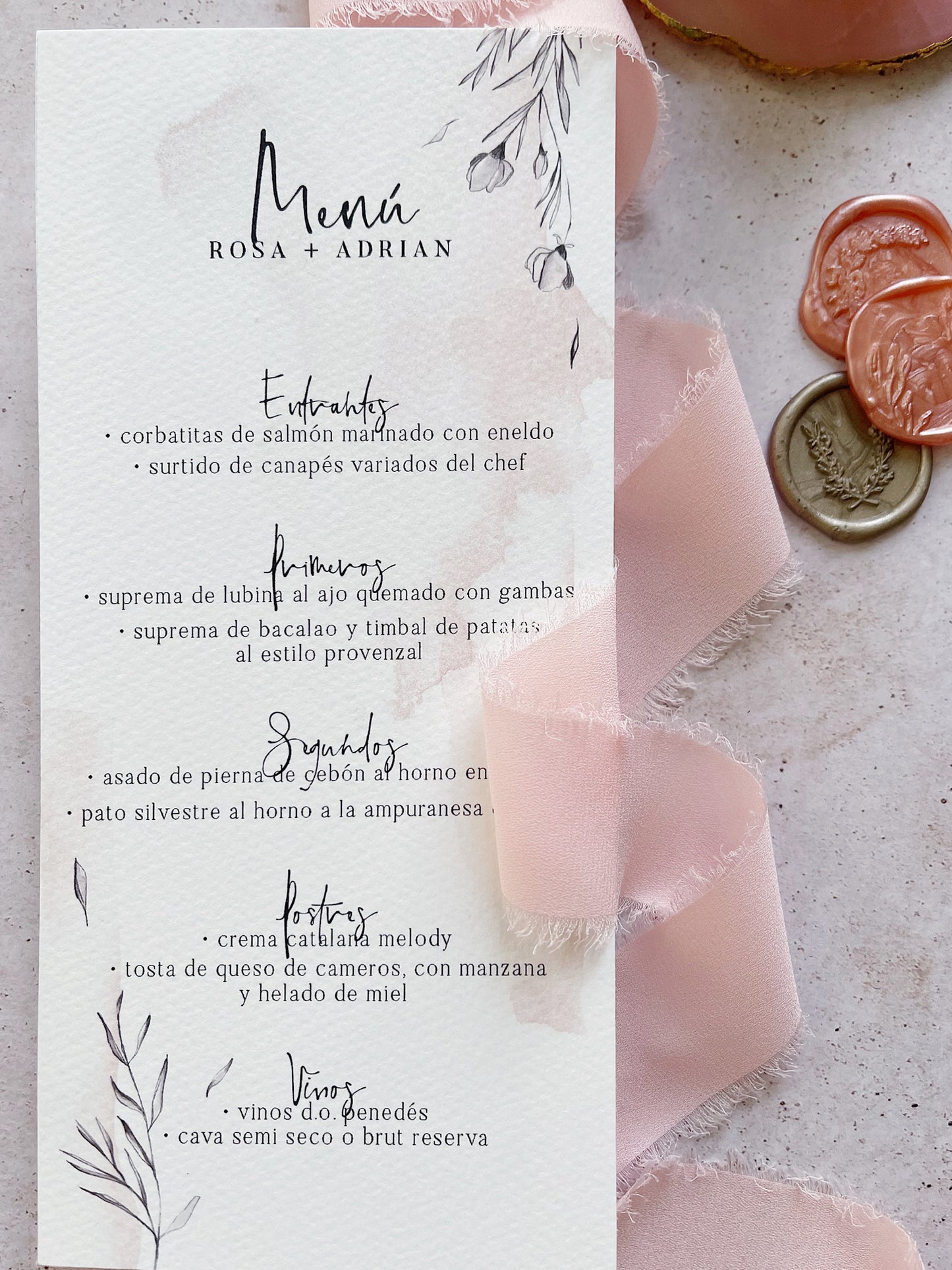 Menú de Boda Rosa Palo