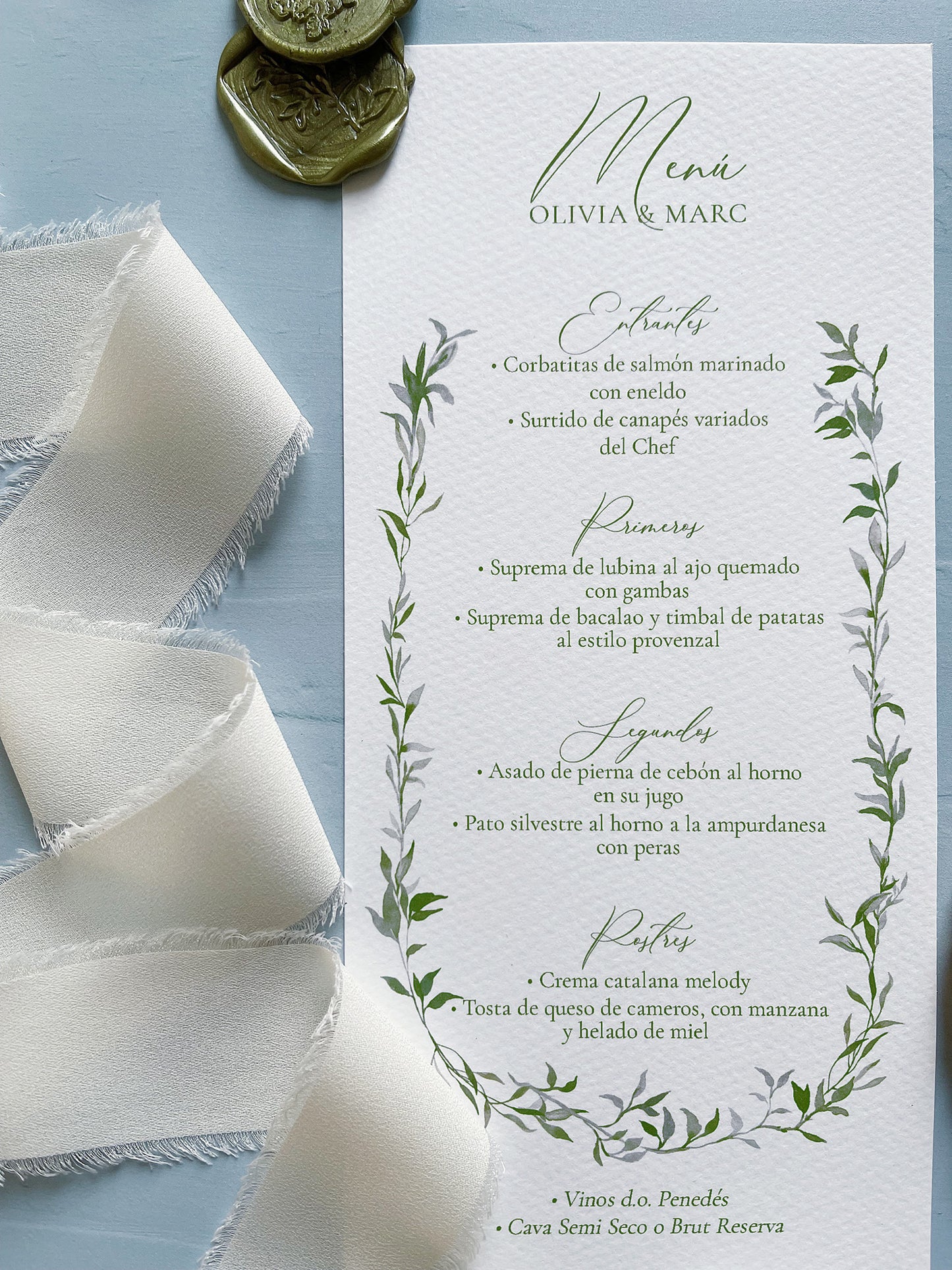 Menú de Boda Verde Royal