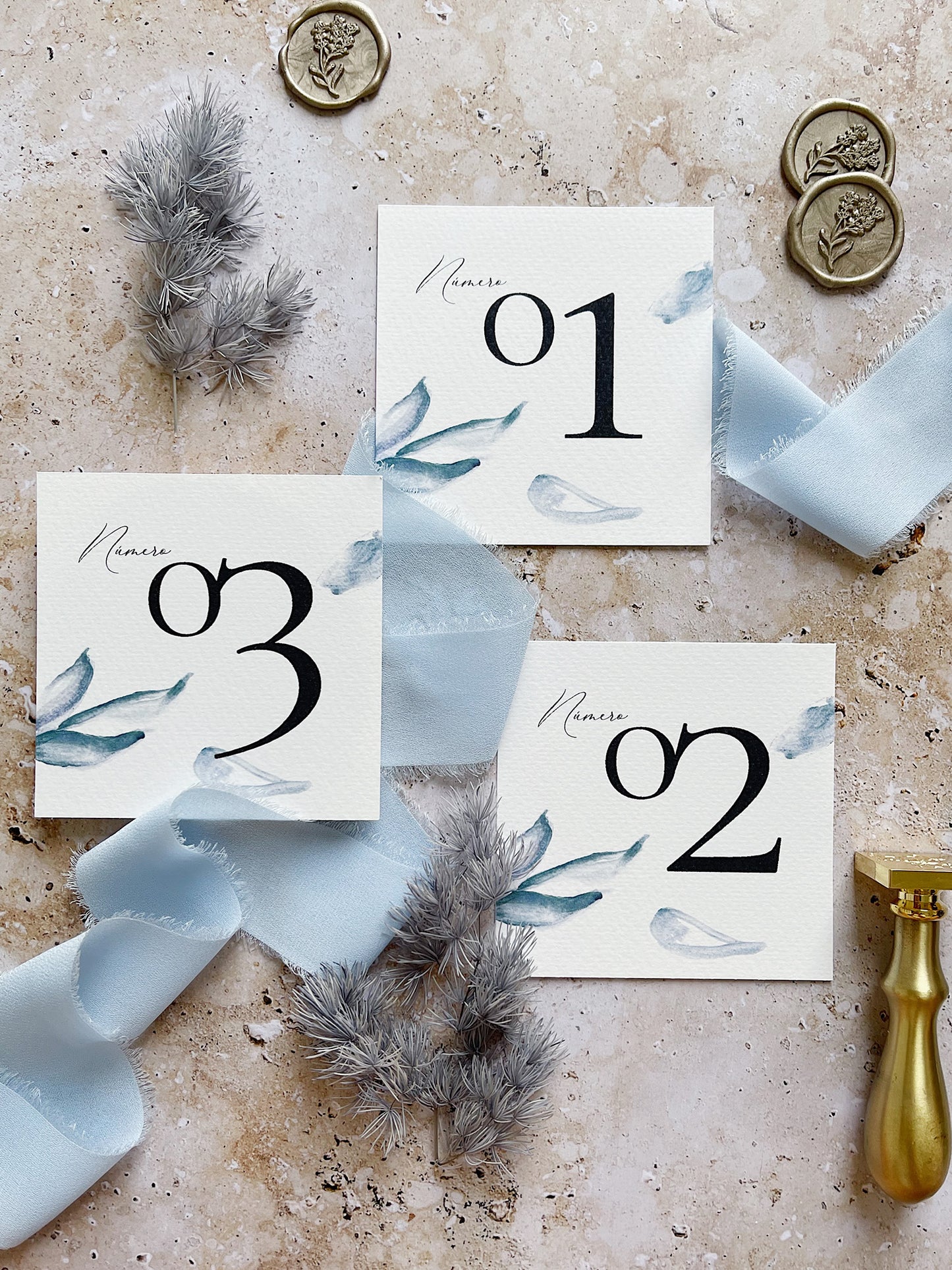 Número de Mesa Azul Elegante