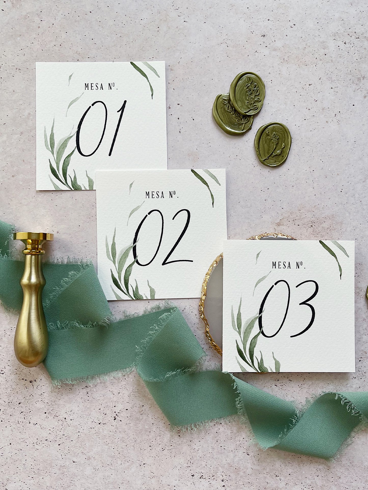 Número de Mesa Hojas Verdes
