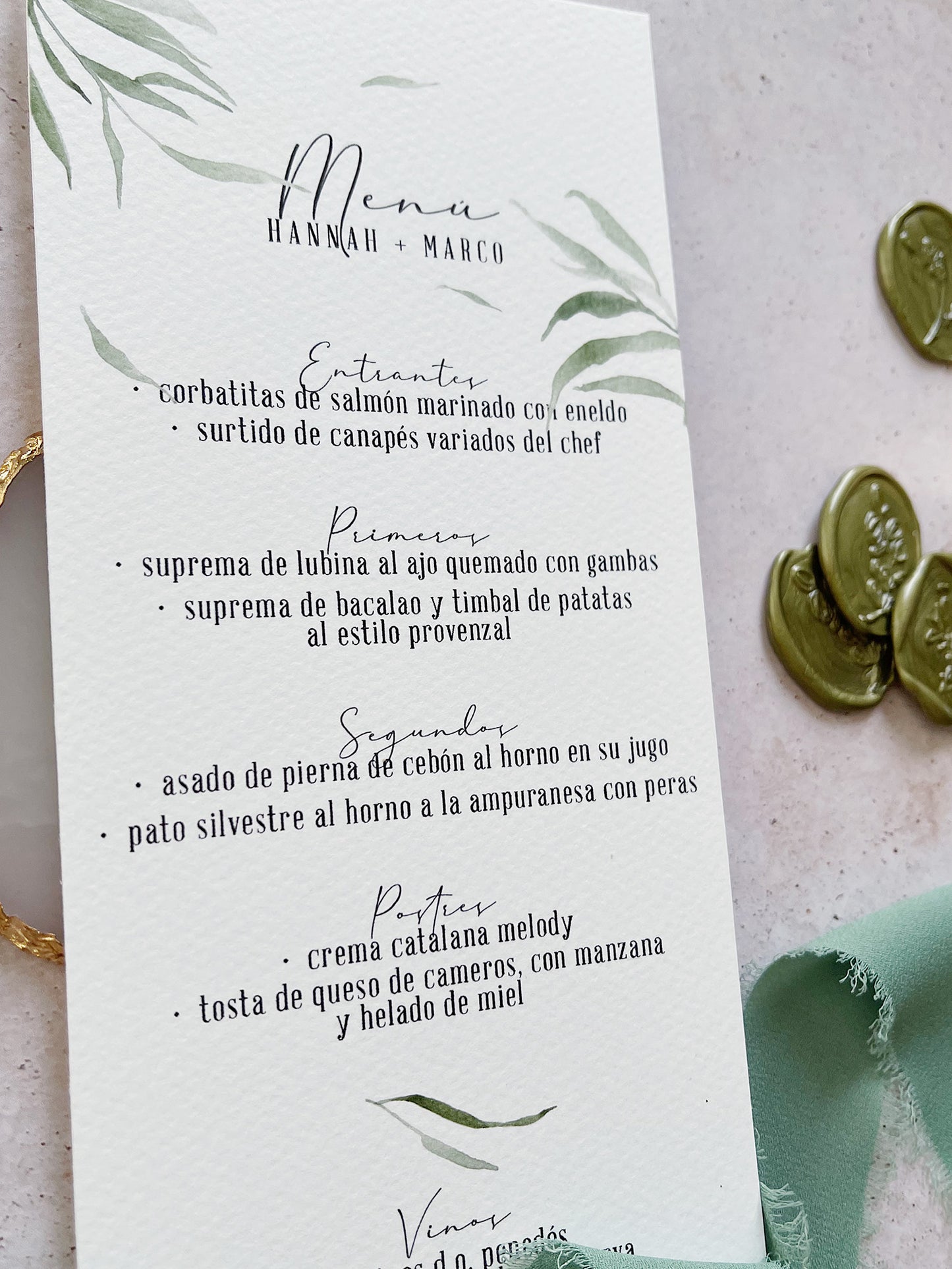 Menú de Boda Hojas