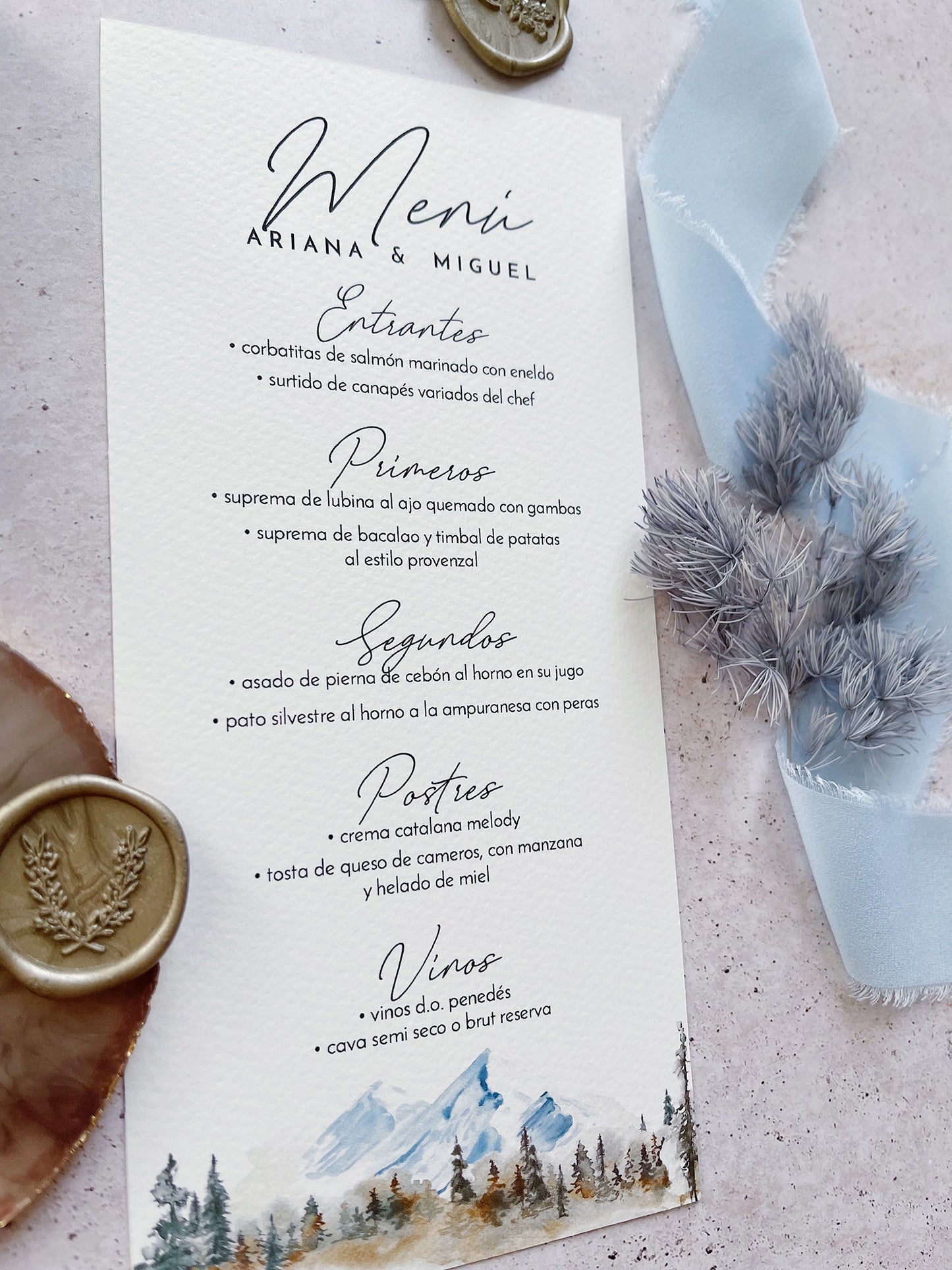 Menú de Boda Montaña Acuarela