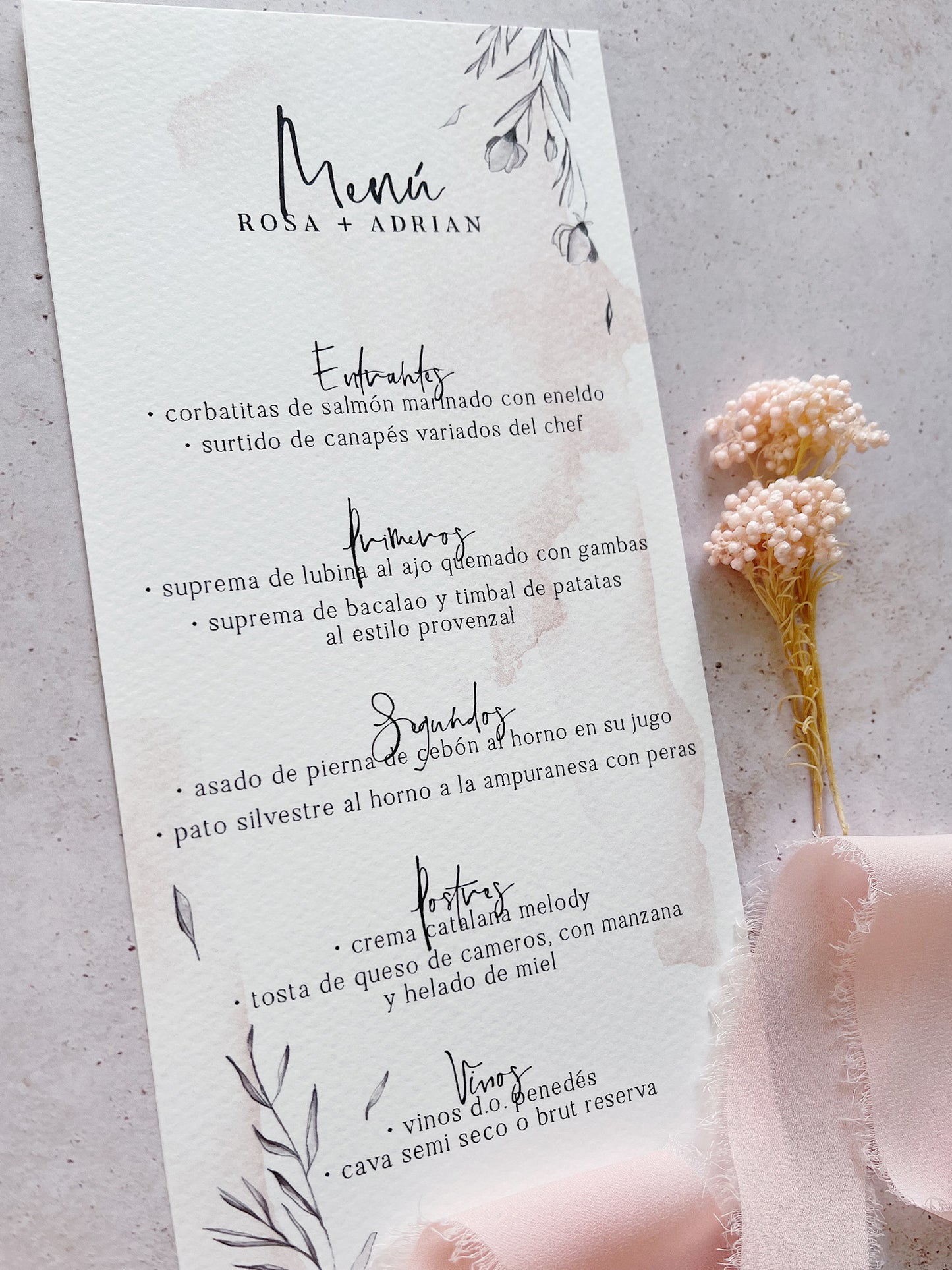 Menú de Boda Rosa Palo