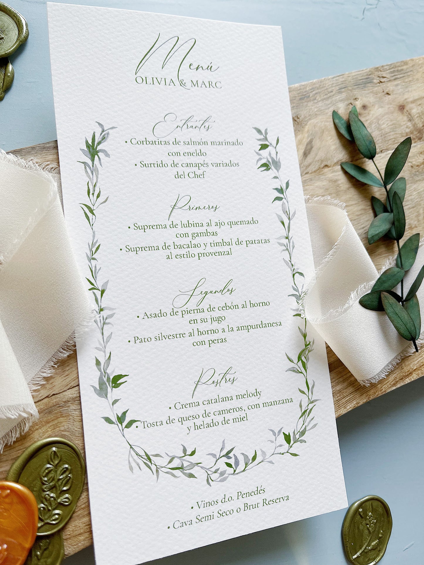Menú de Boda Verde Royal