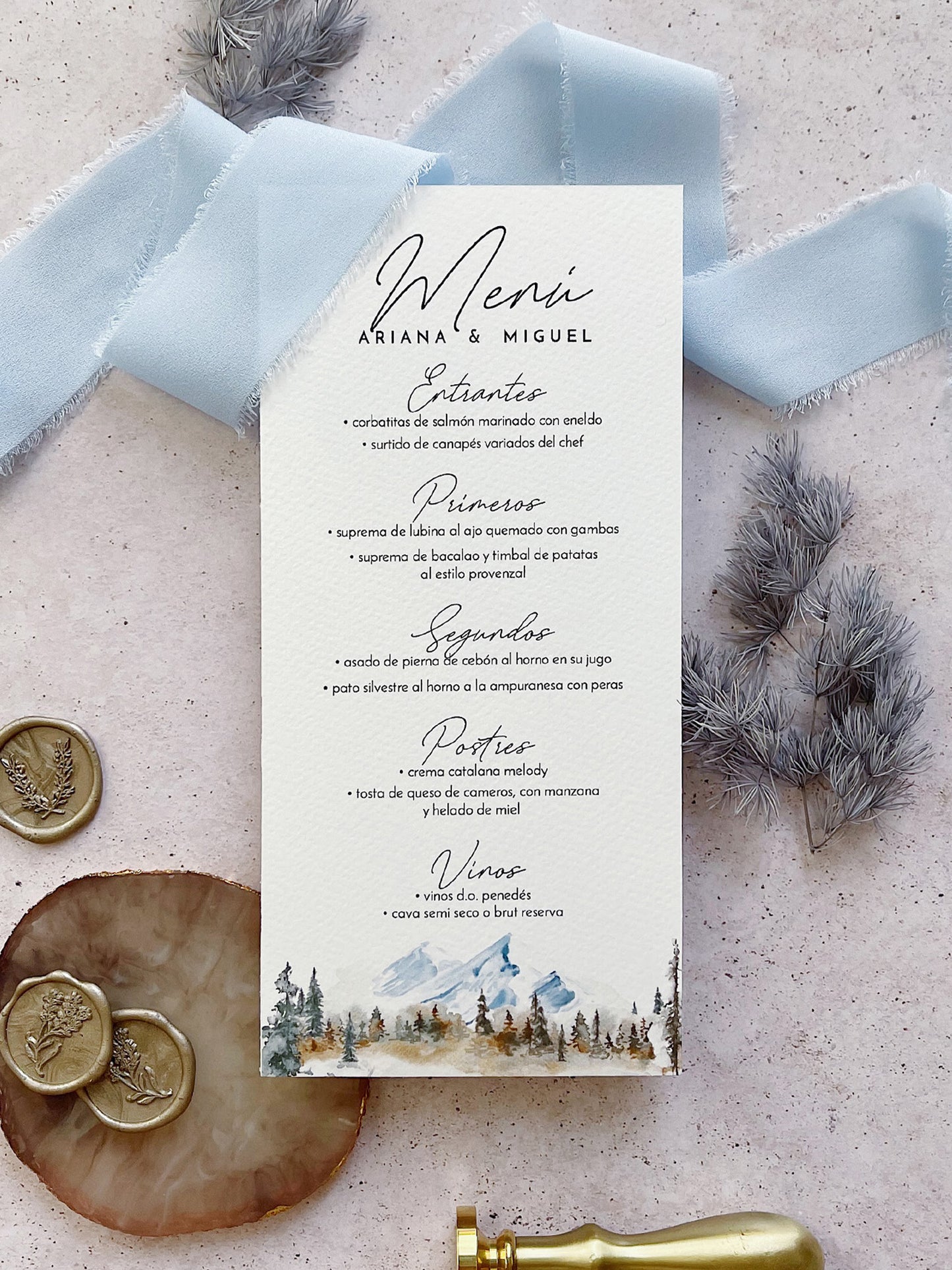 Menú de Boda Montaña Acuarela