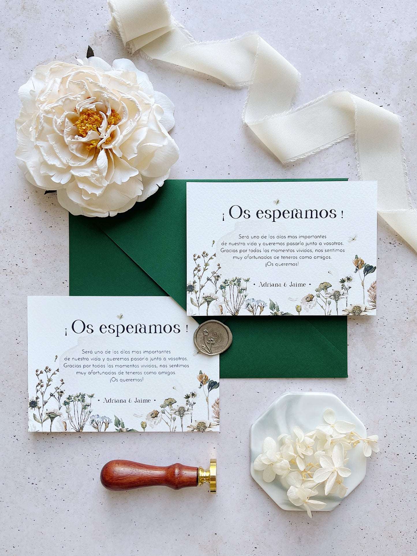 Tarjeta de Agradecimiento Flores Secas