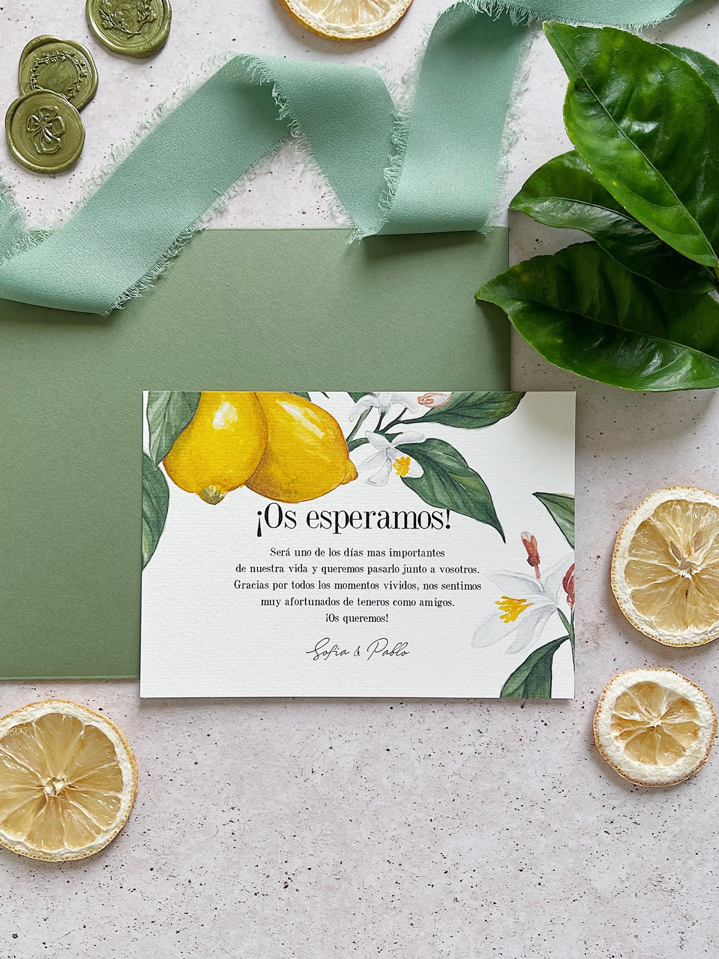 Invitación de Boda amarillo limon