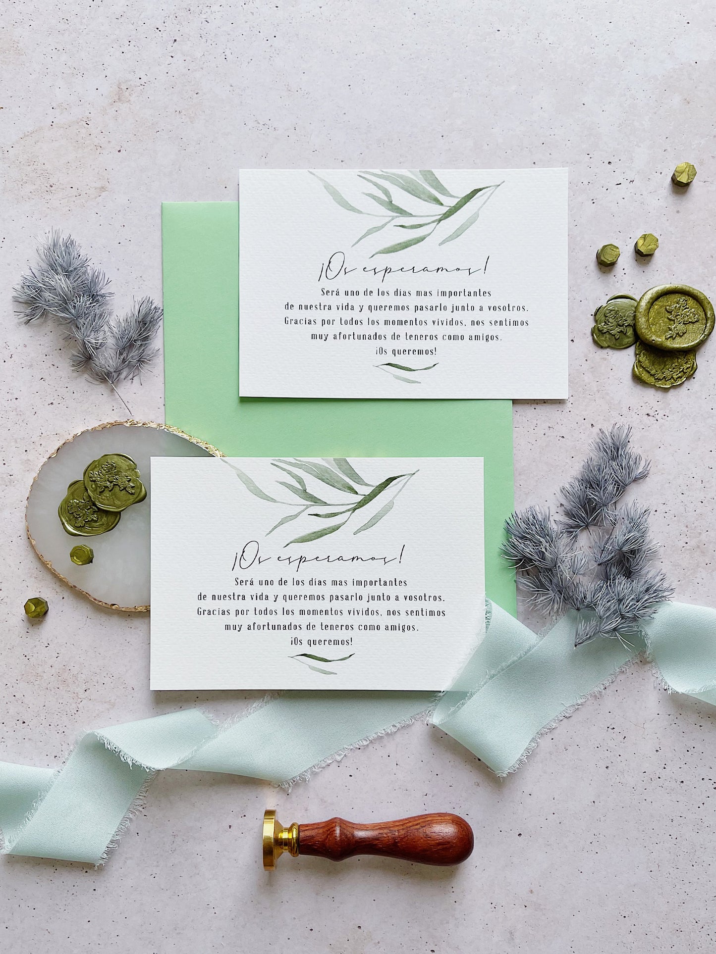 Invitación de Boda con Hojas Verdes baratas