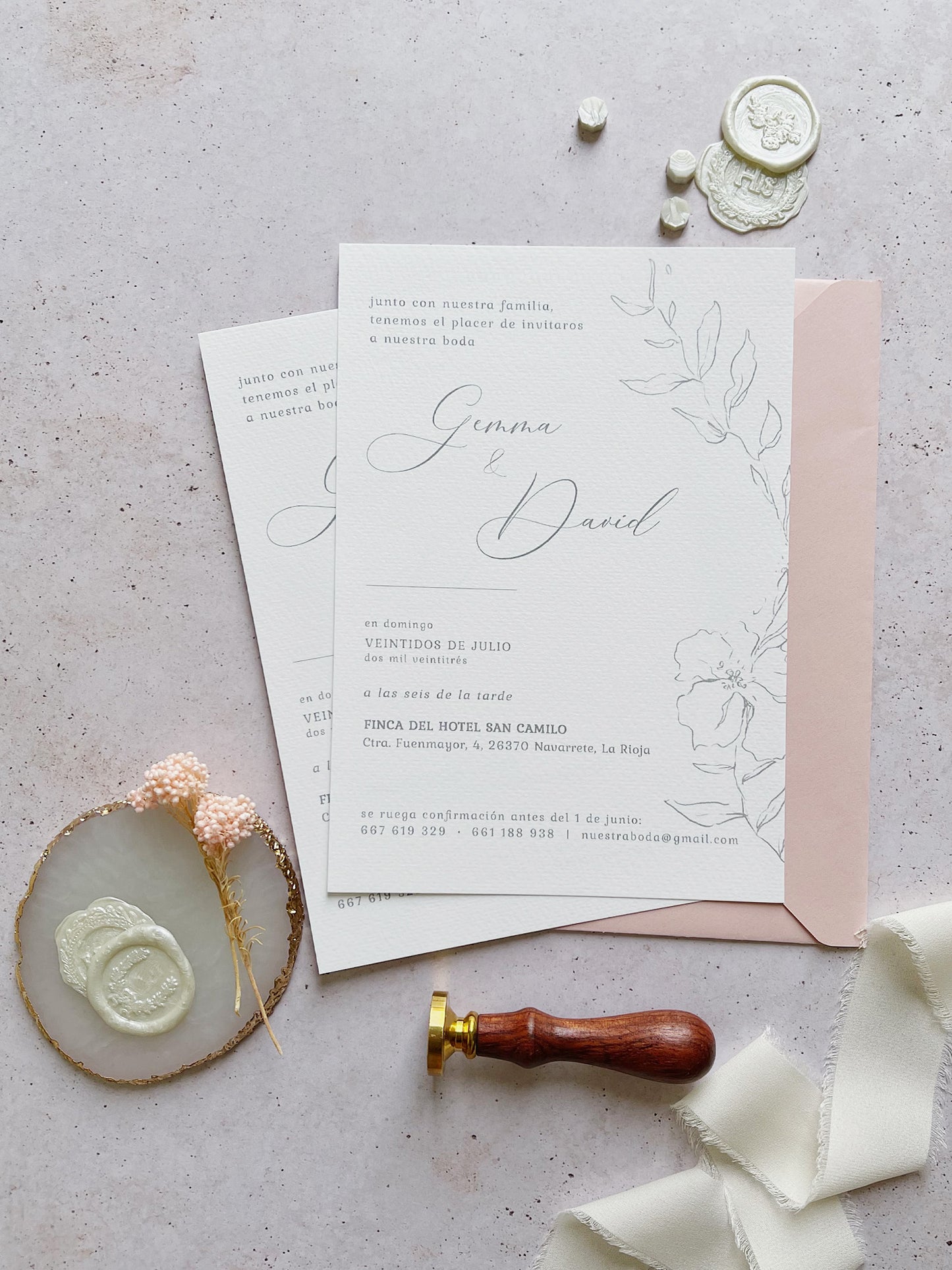 Invitación de Boda Flores Elegante