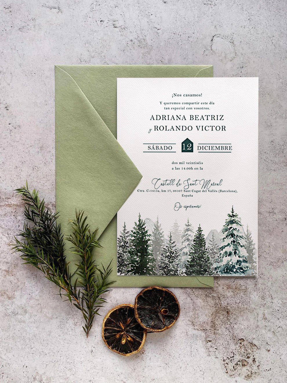 Invitación de Boda Pinos