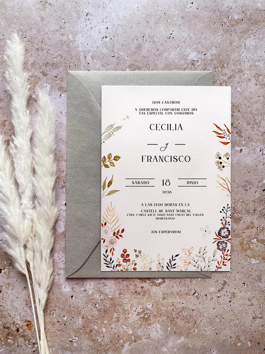 Invitación de Boda Floral Romántica