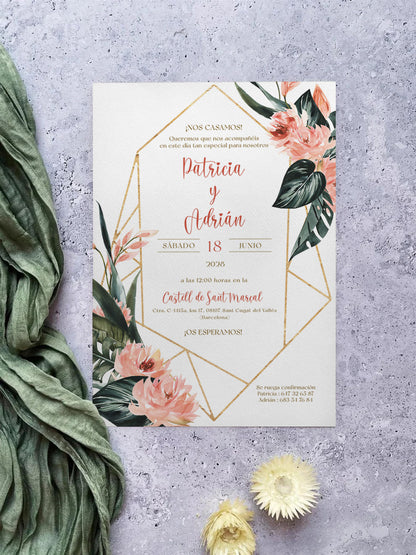 Invitación de Boda Botánica Tropical