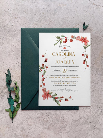 Invitación de Boda de Navidad
