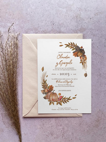 Invitación de Boda Otoño