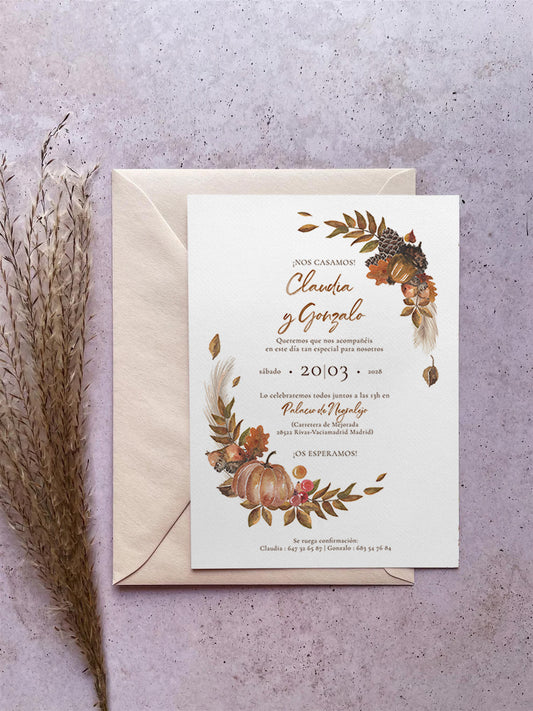 Invitación de Boda Otoño