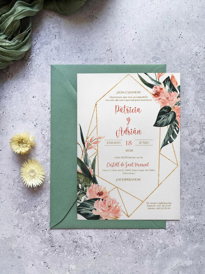 Invitación de Boda Botánica Tropical
