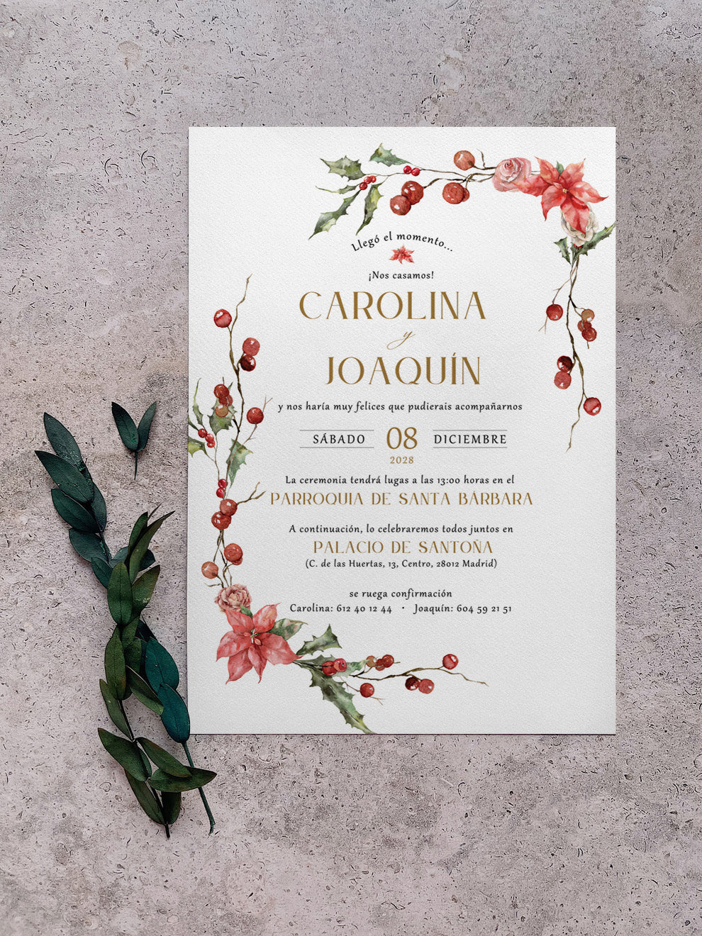 Invitación de Boda de Navidad