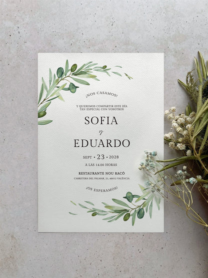 Invitación de Boda Rama de Olivo