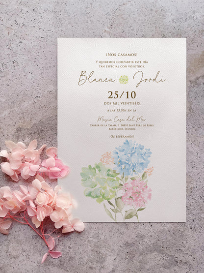 Invitación de Boda Hortensias