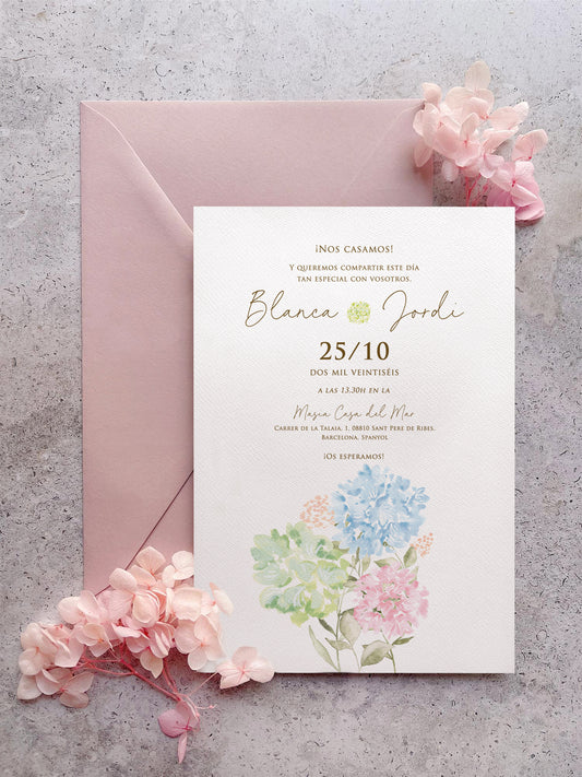 Invitación de Boda Hortensias