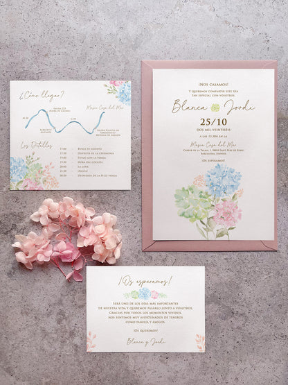 Invitación de Boda Hortensias
