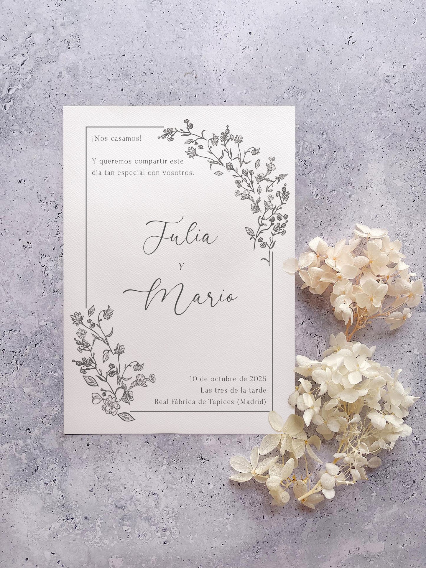 Invitación de Boda Botánica Minimalista