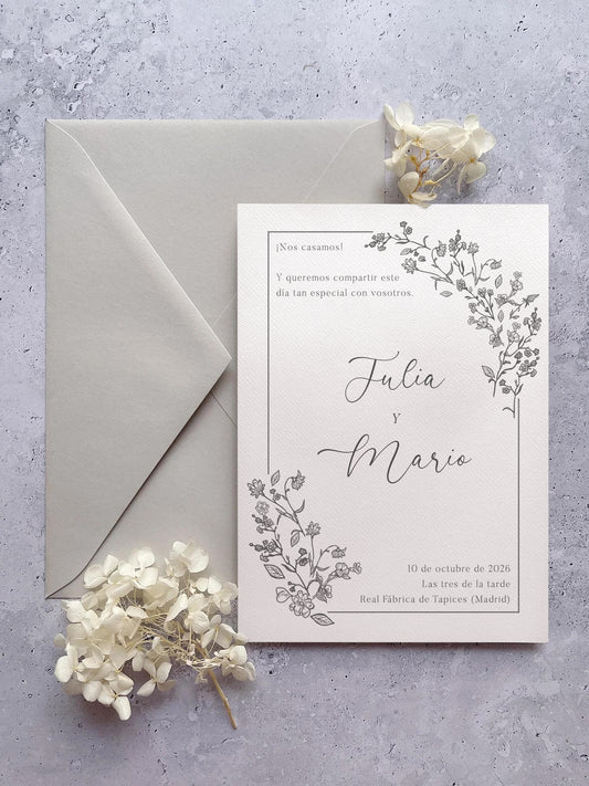 Invitación de Boda Botánica Minimalista