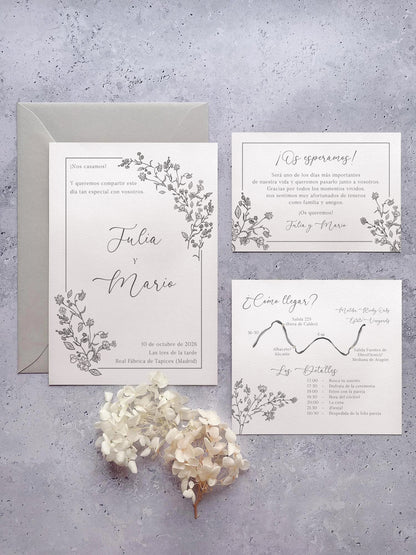 Invitación de Boda Botánica Minimalista
