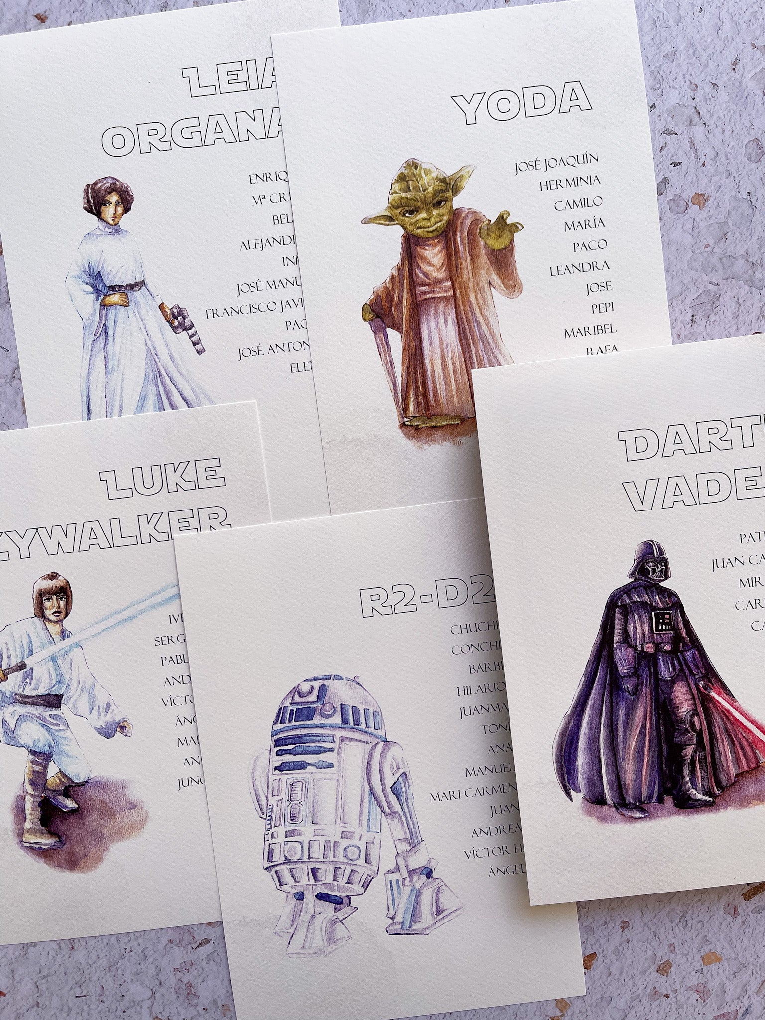 Seating plan pintado a mano star wars