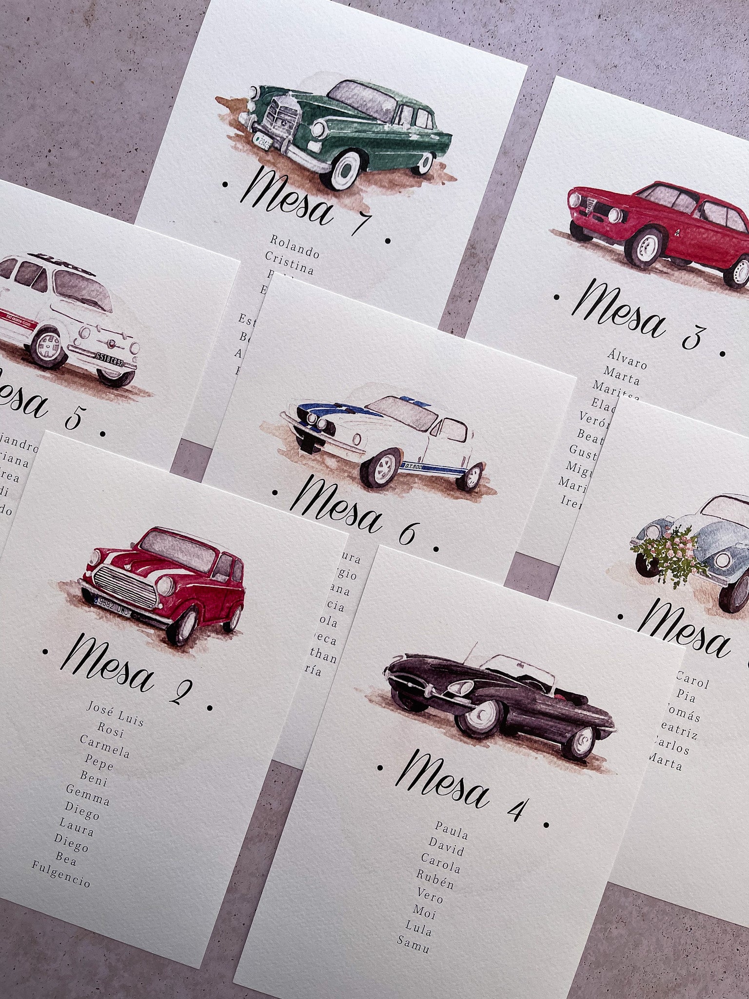 Seating plan personalizado  coches antiguos