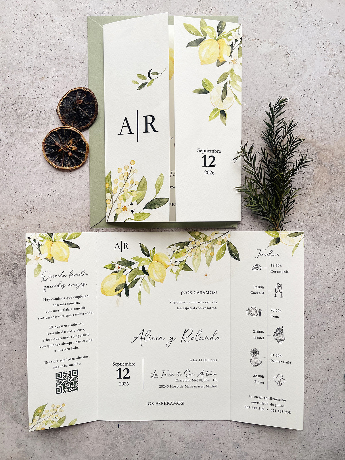 Invitación de Boda Cítrica Limón
