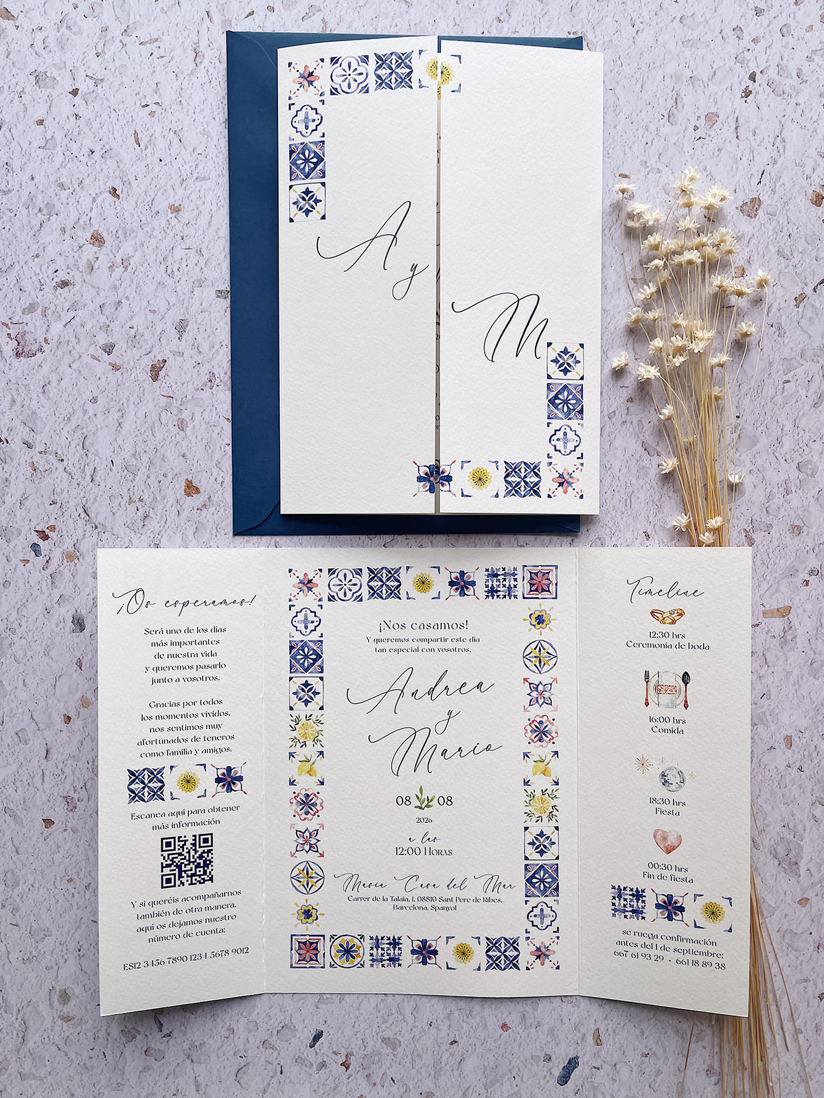 Invitación de Boda Estilo Mediterráneo