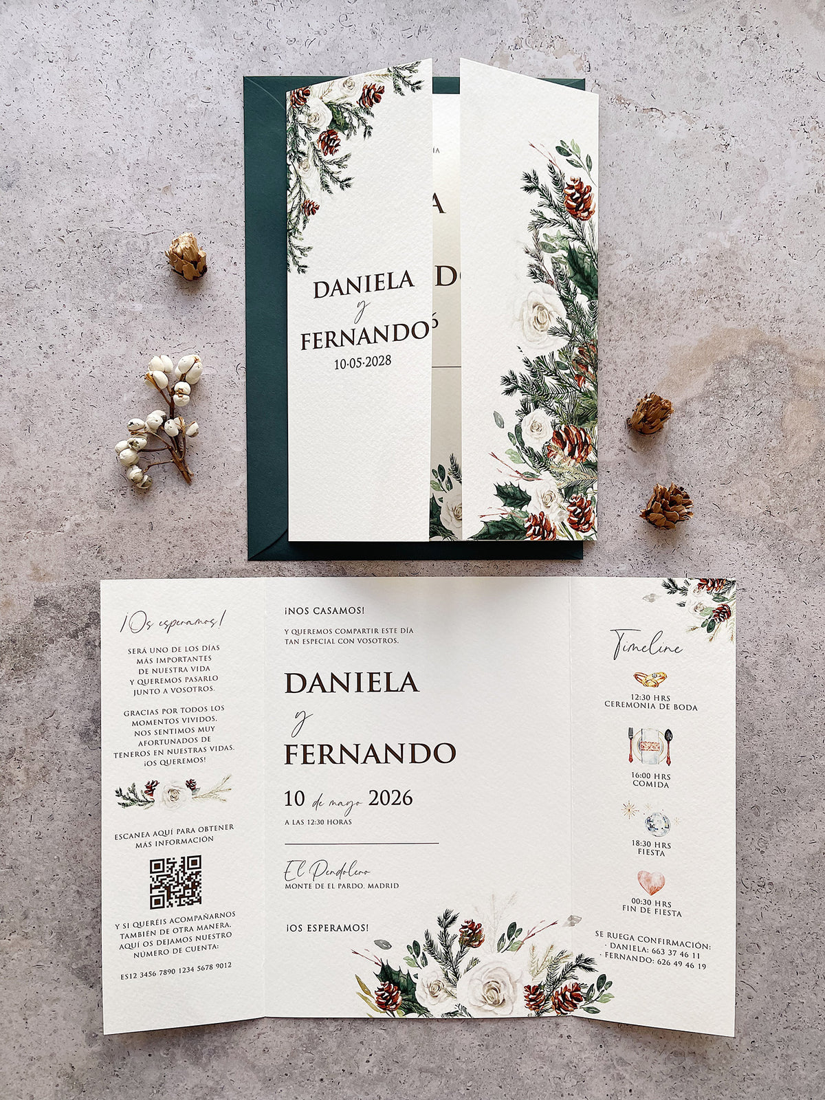 Invitación de Boda Pinos Rosas