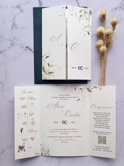 Invitación de Boda Verde Olivo