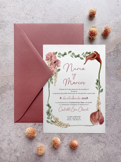 Invitación de Boda Orquídeas y Calas