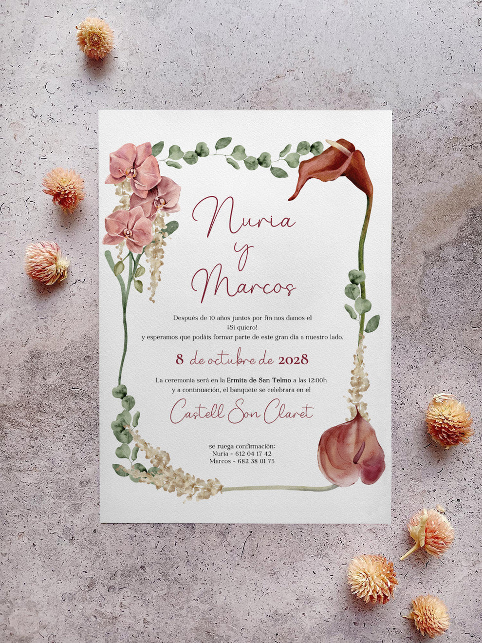 Invitación de Boda Orquídeas y Calas