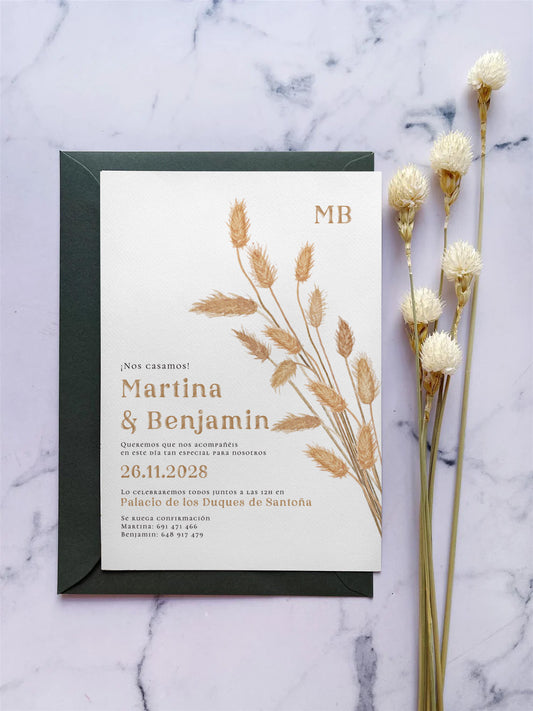Invitación de Boda Pampas Silvestres