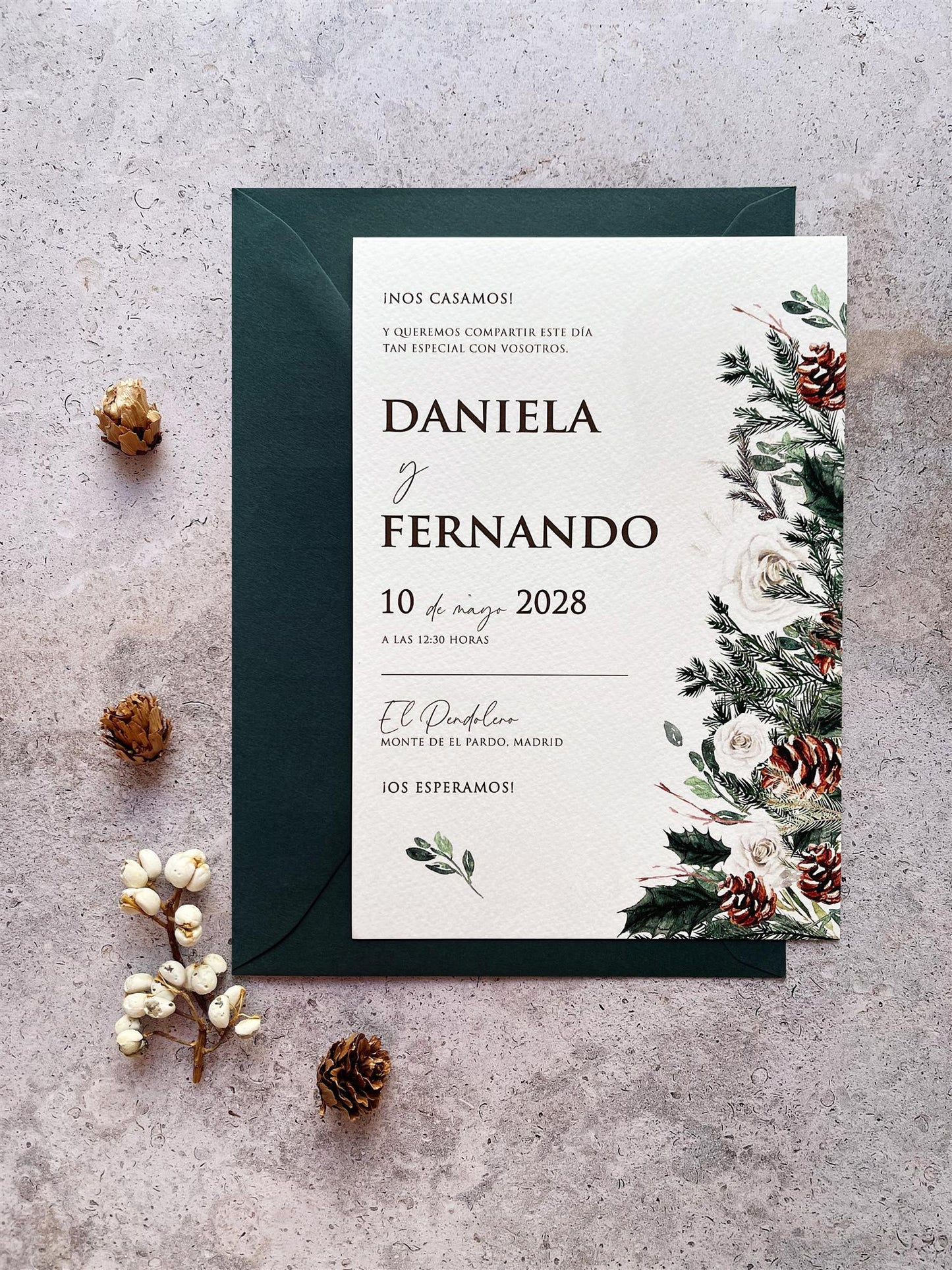 Invitación de Boda Pinos Rosas
